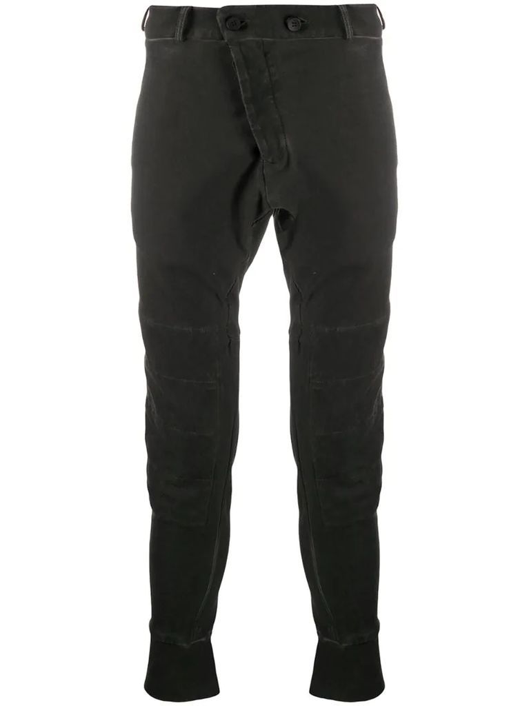double knee wax coated trousers
