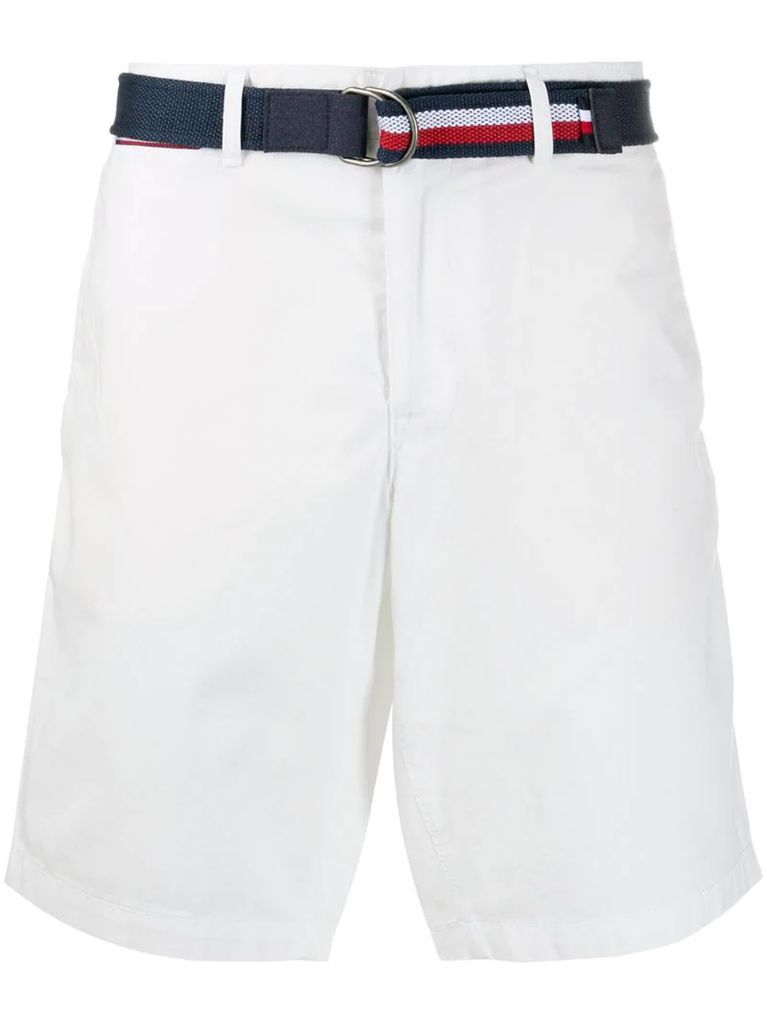 Brooklyn belted cotton shorts