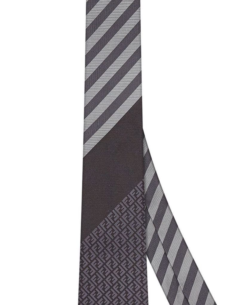 stripe FF motif silk tie