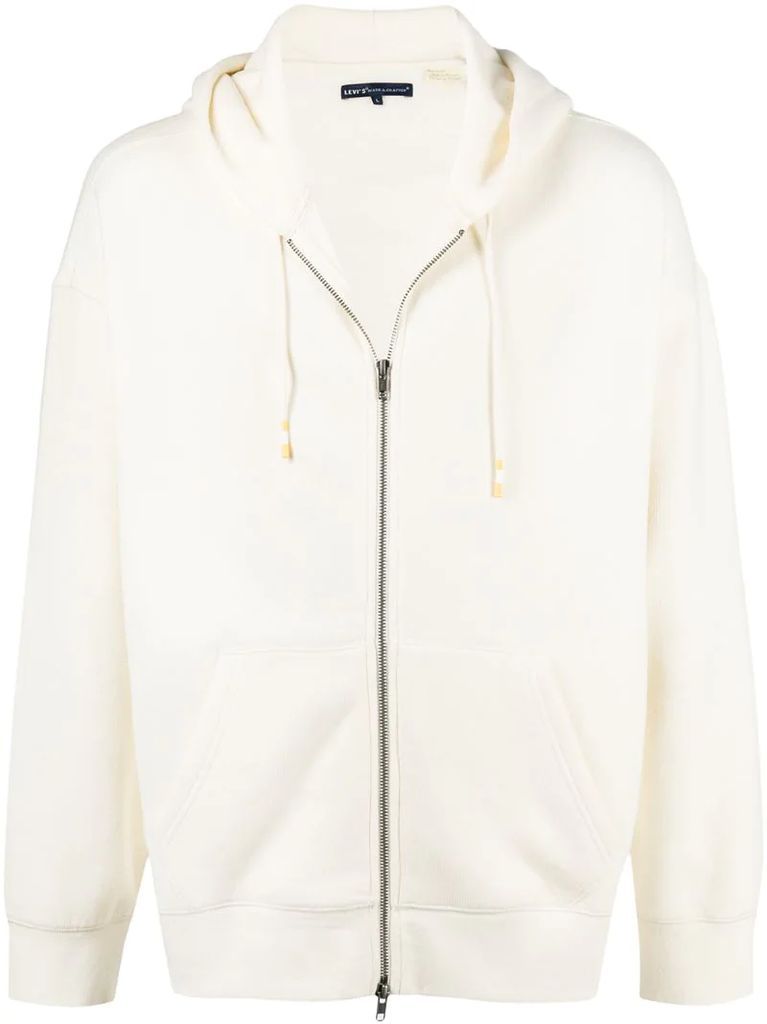 zipped front cotton-blend hoodie
