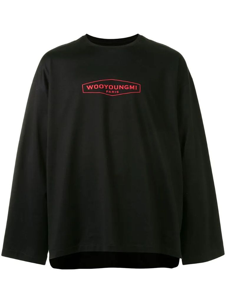 logo embroidered long-sleeve top