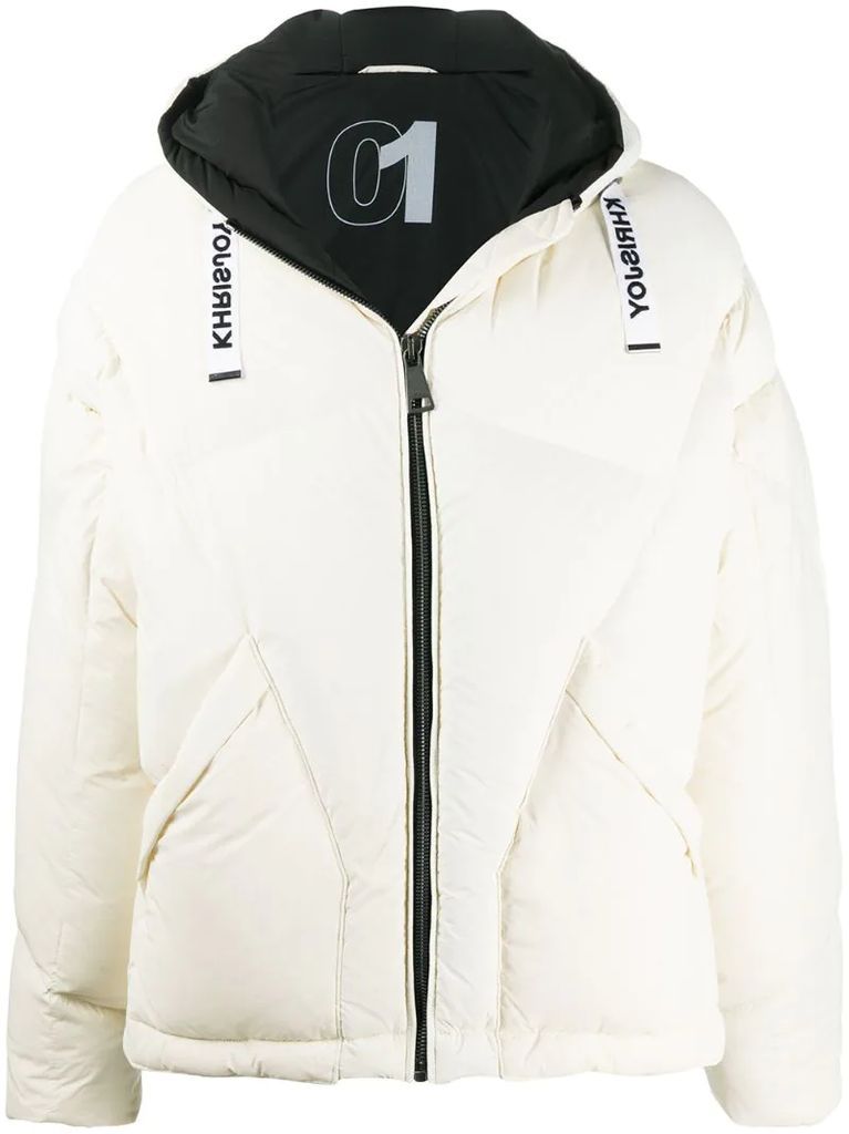 hooded down puffer jacket.