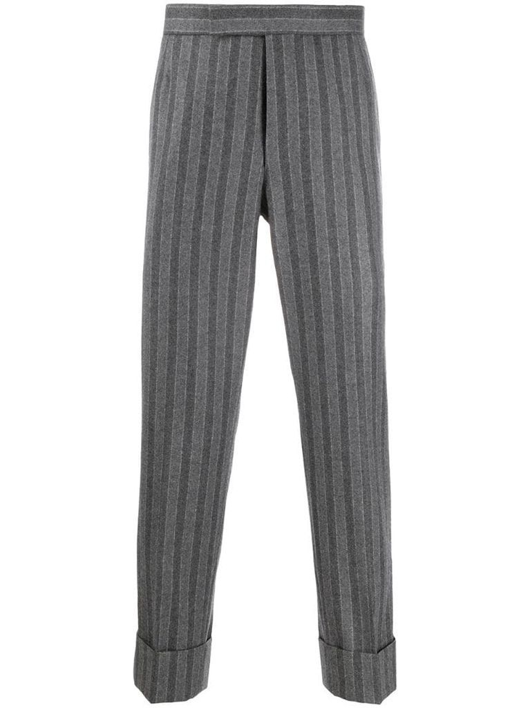 chalk-stripe cropped trousers