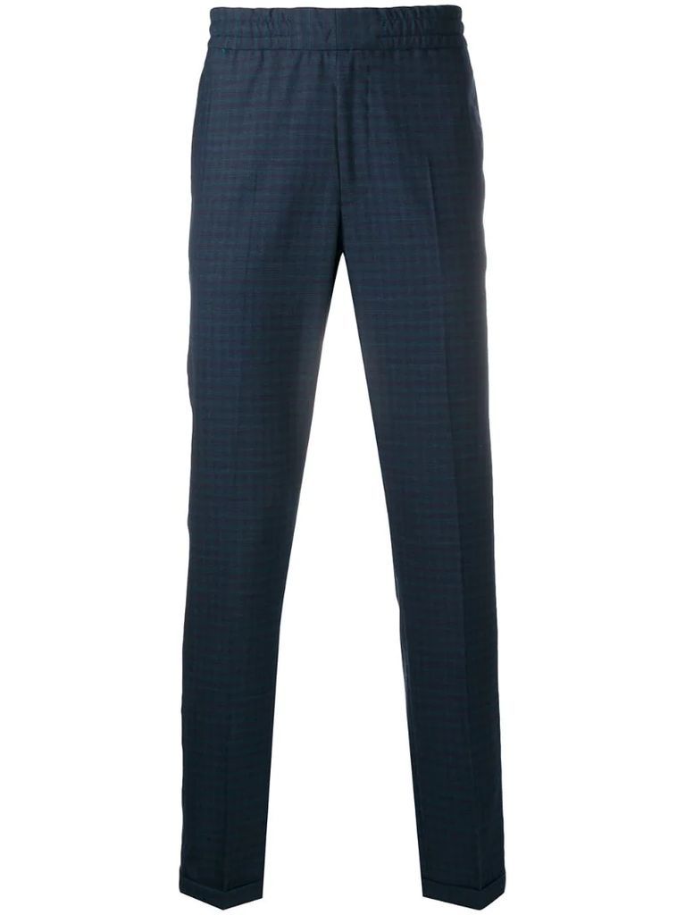 check-pattern tailored trousers