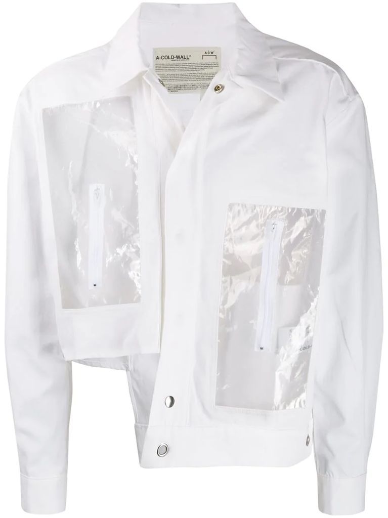 asymmetric transparent pockets jacket