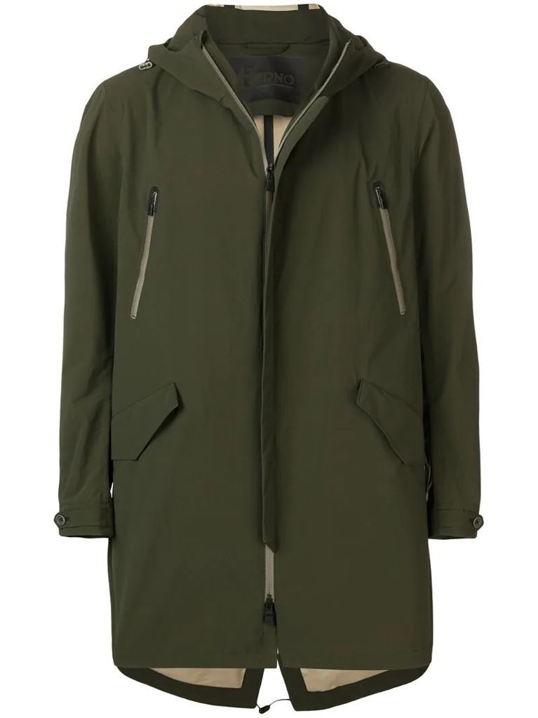hooded zipped coat