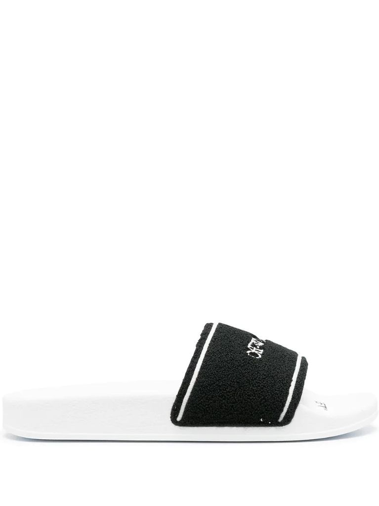 logo-embroidered slides