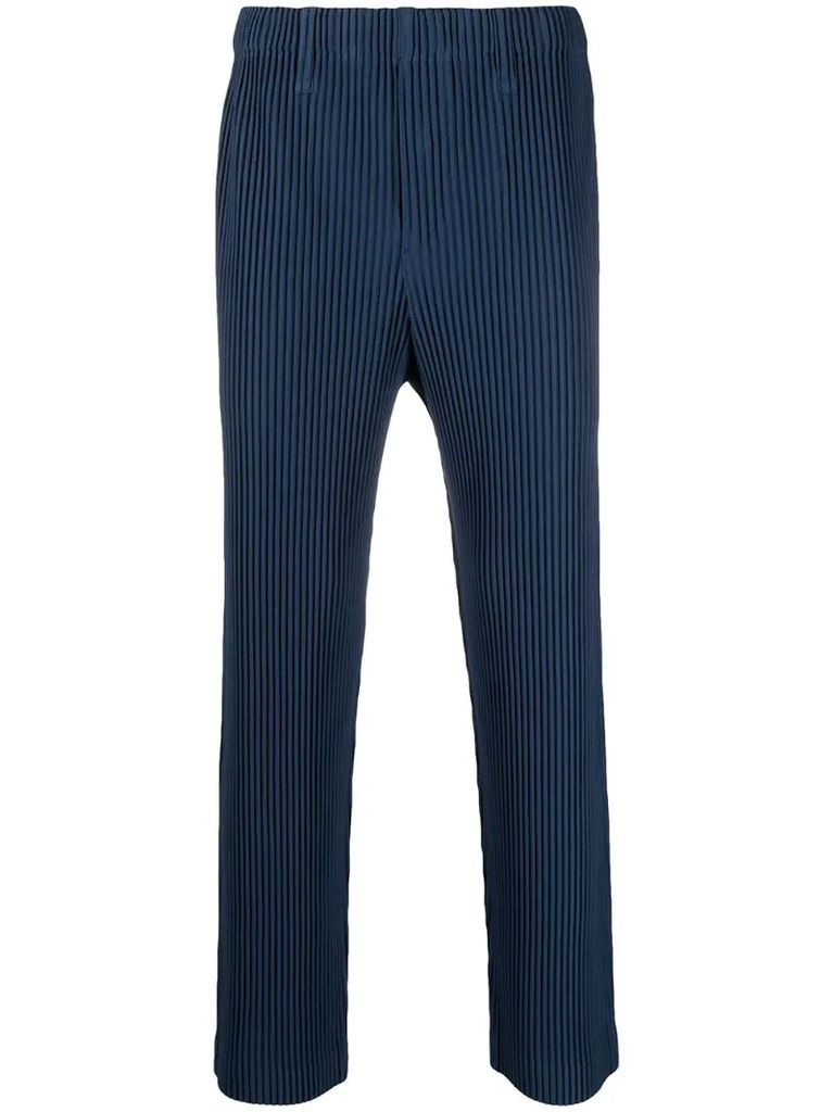 pleated straight leg trousers