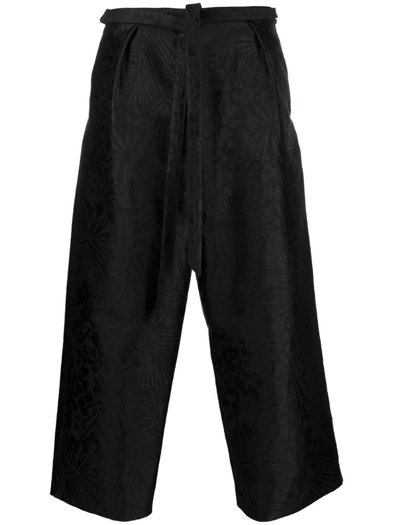 floral-jacquard silk palazzo trousers