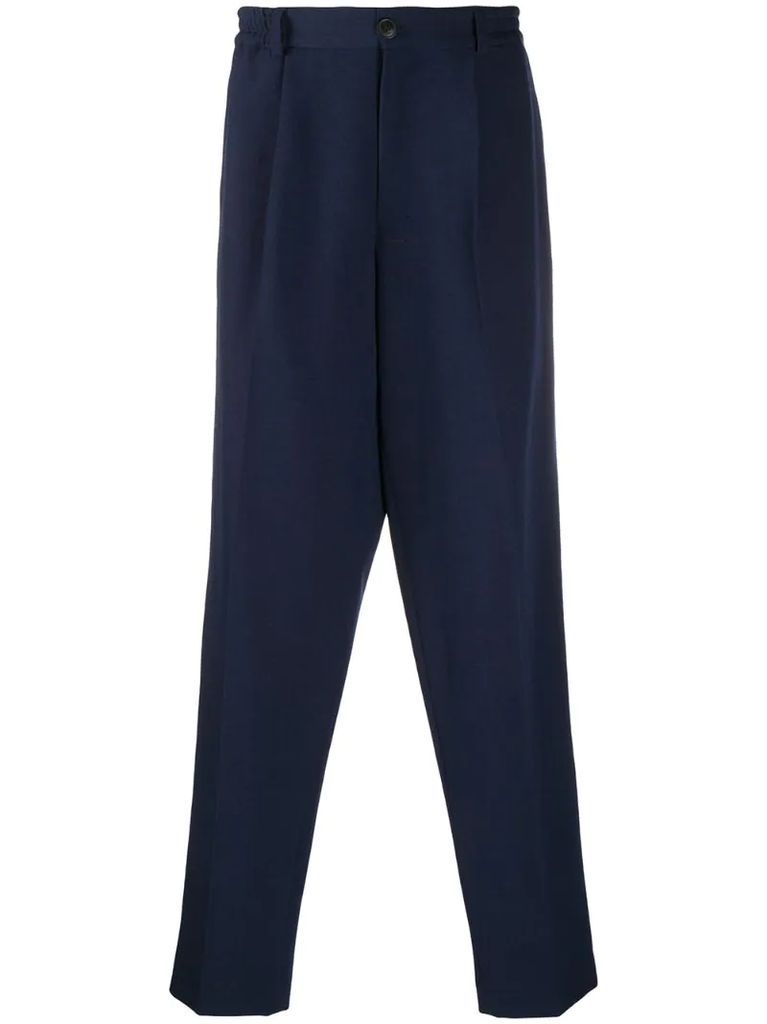 loose-fit wool trousers