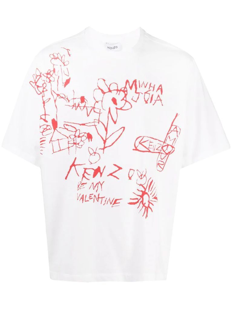 drawing-print short-sleeve T-shirt