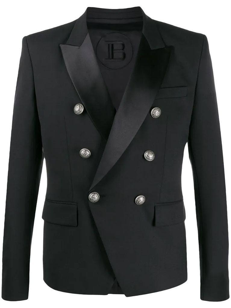 double-breasted peaked lapel blazer