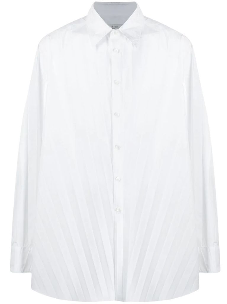 long-sleeve pleated shirt