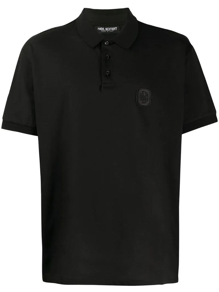 short-sleeved logo patch polo shirt