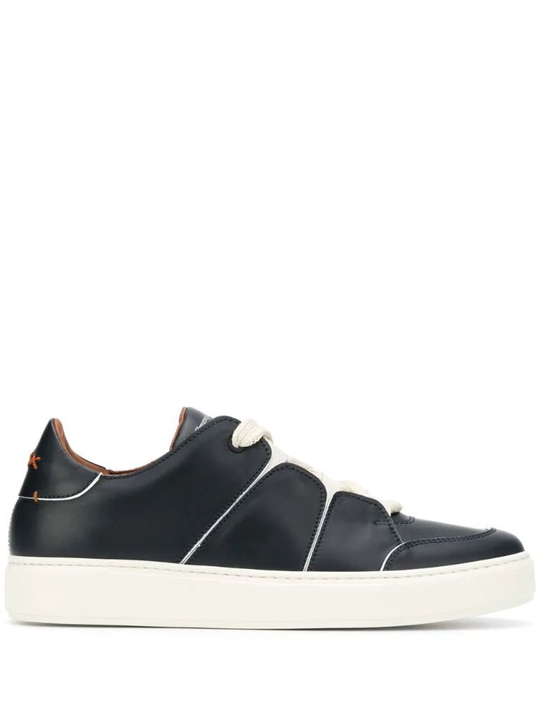 stitched-panel low-top trainers