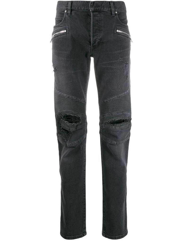 ripped slim-fit jeans