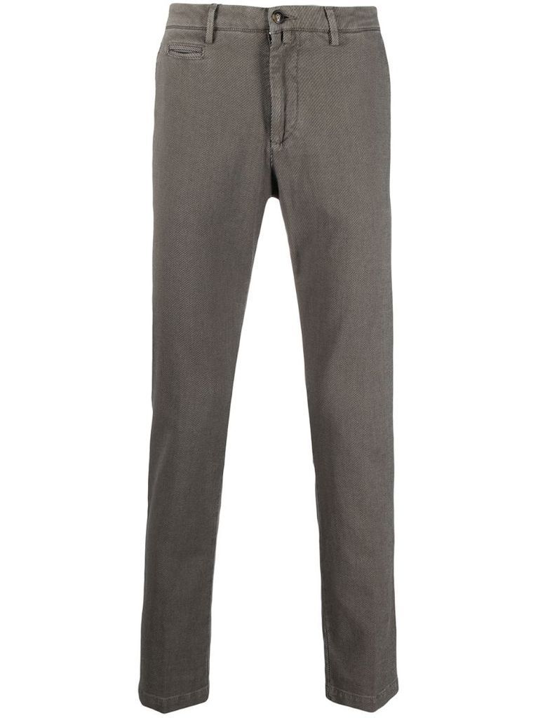 slim-cut cotton trousers