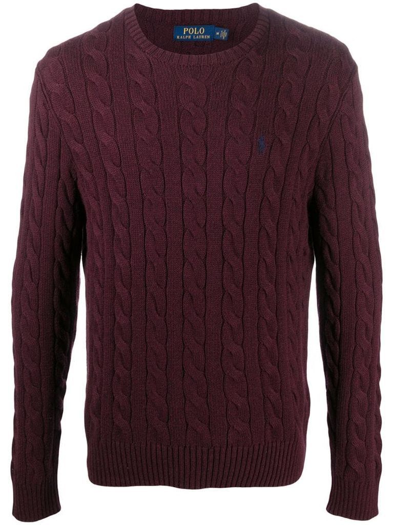 cable-knit logo jumper