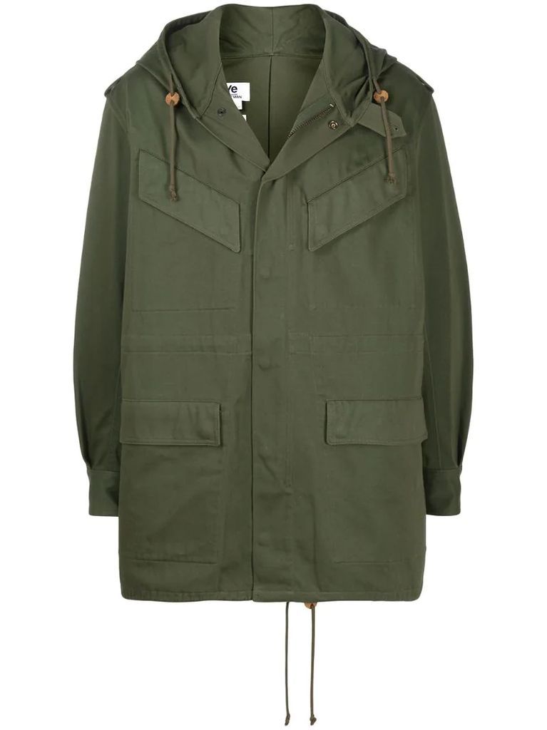 multi-pocket hooded coat