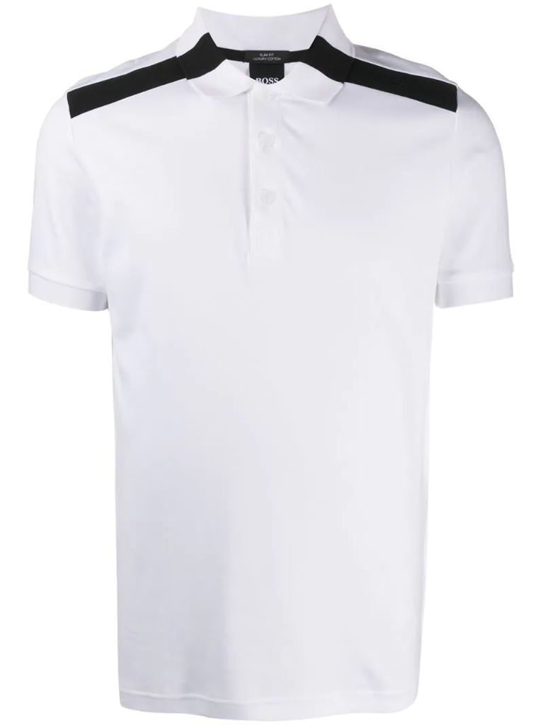 Paule shoulder logo stripe polo shirt