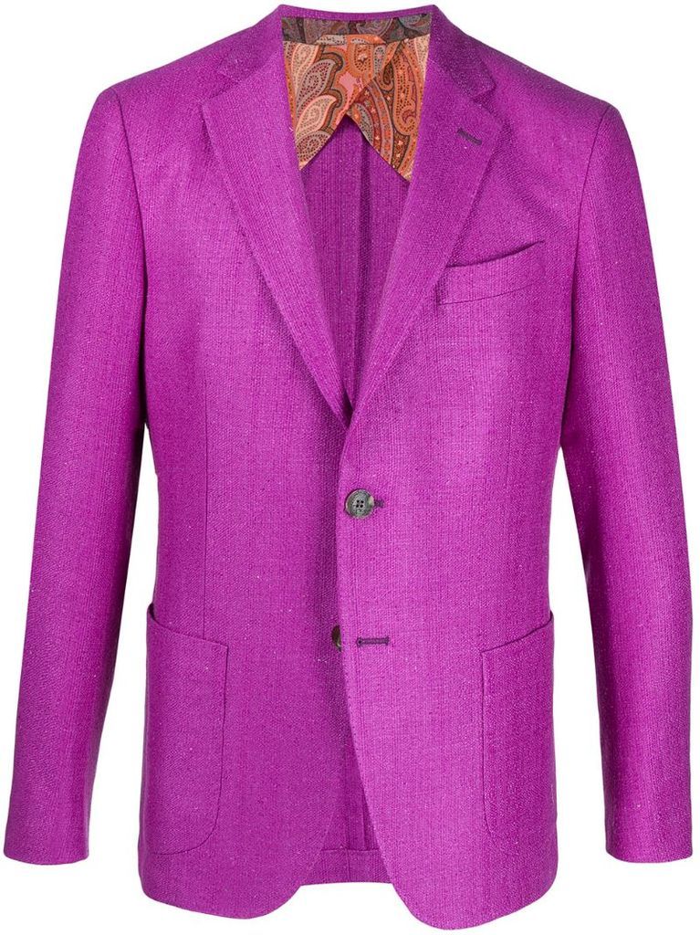 paisley-lined single-breasted blazer