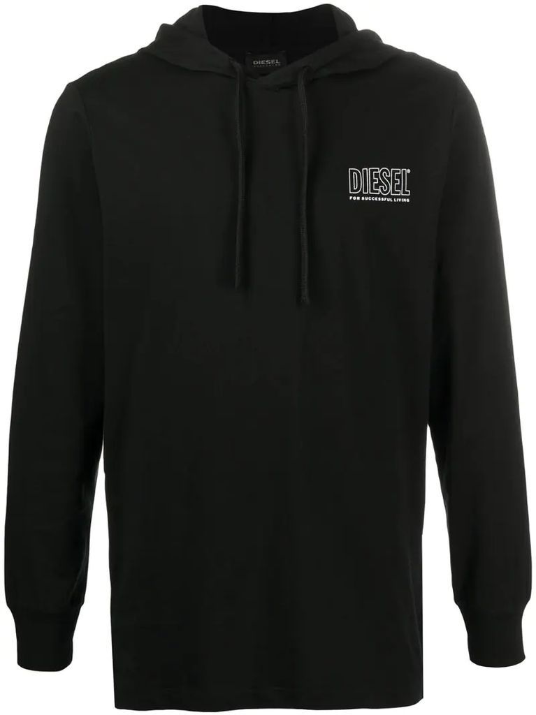 logo print drawstring hoodie