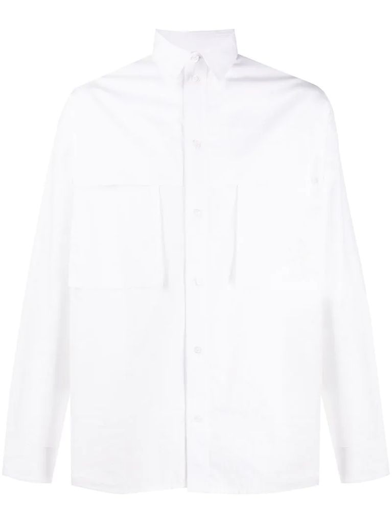 logo-embroidered long-sleeved shirt