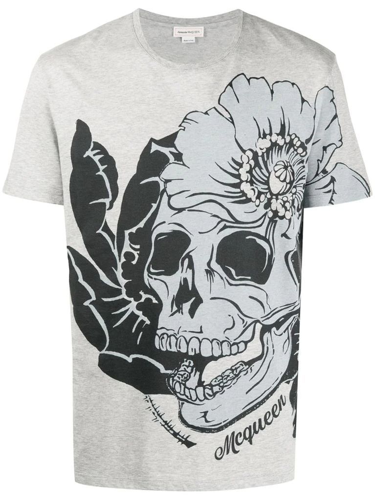 flower skull print T-shirt