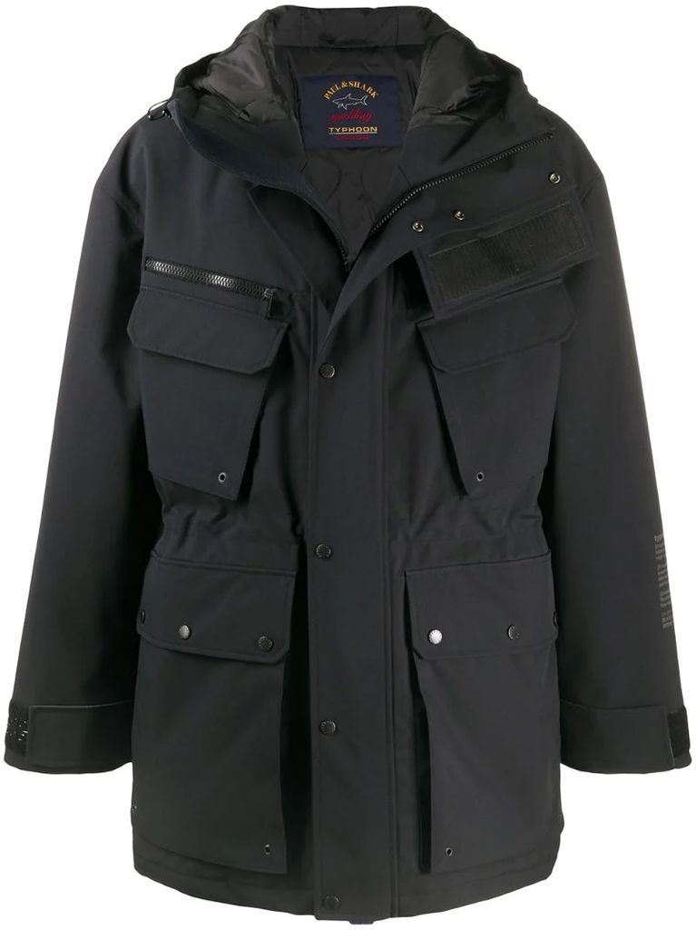zipped hooded parka coat