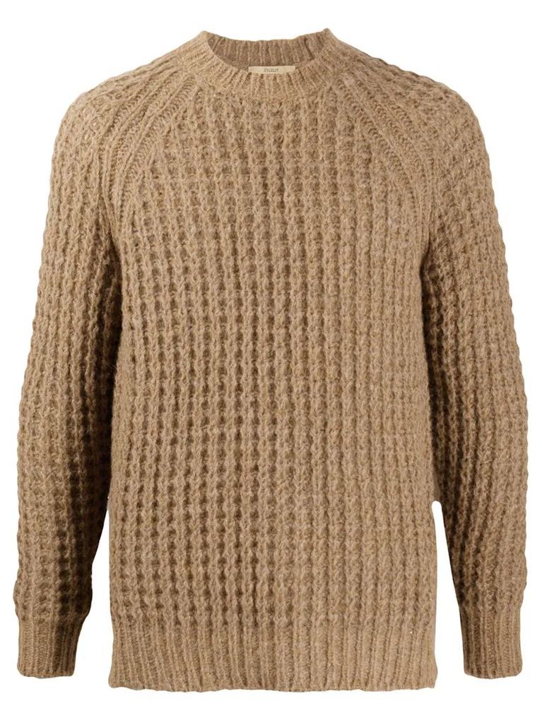 waffle-knit relaxed-fit jumper