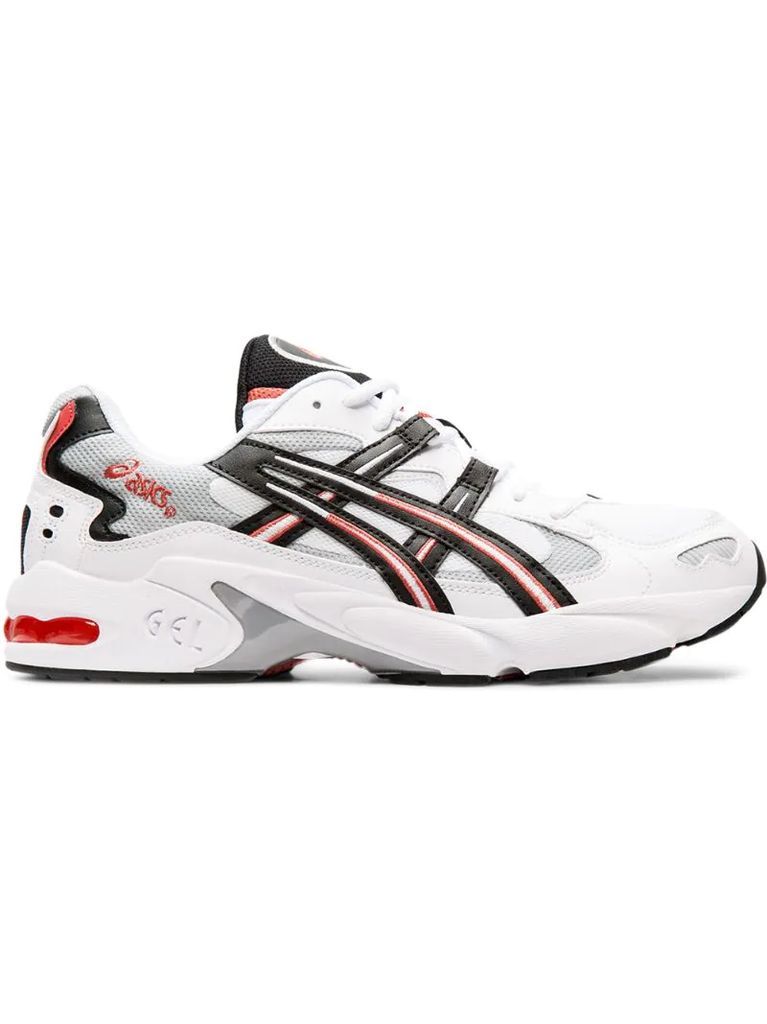 white, black and red gel kayano 5 OG sneakers