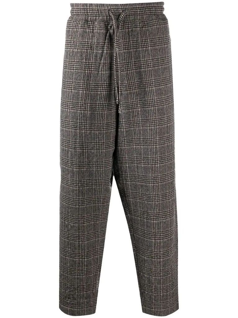 check print loose fit trousers