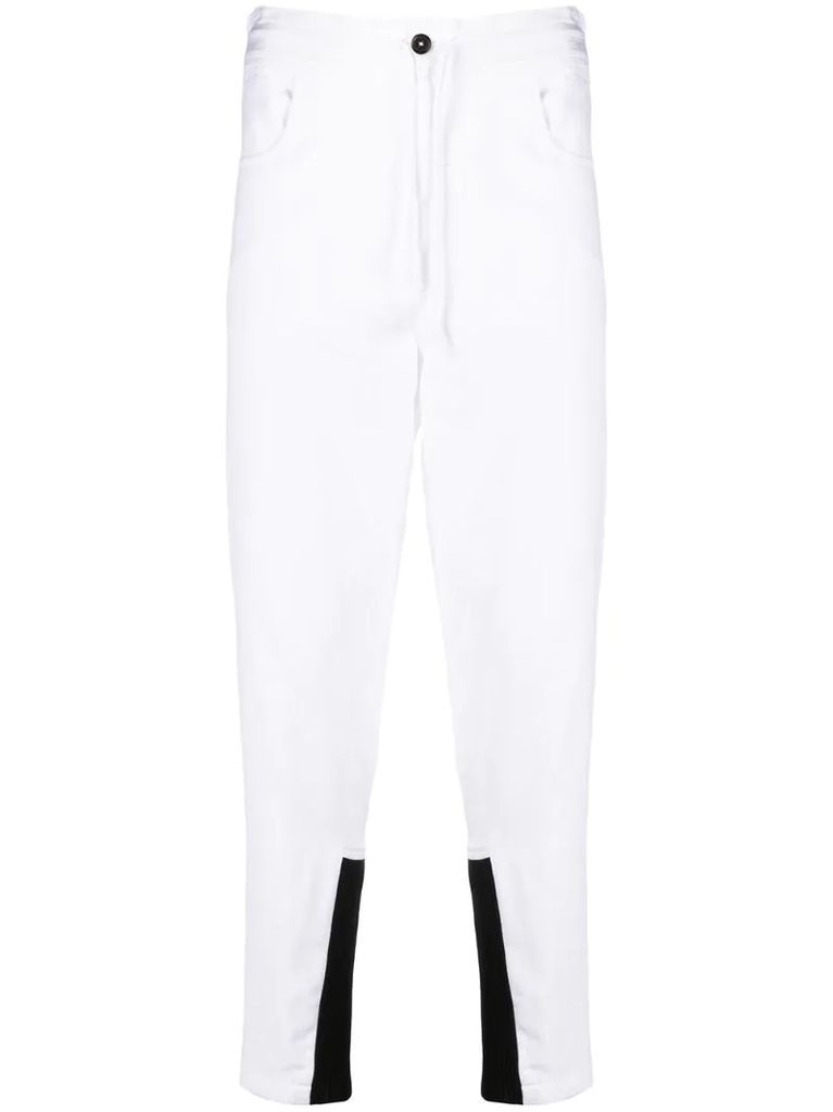 tapered contrast cuff trousers