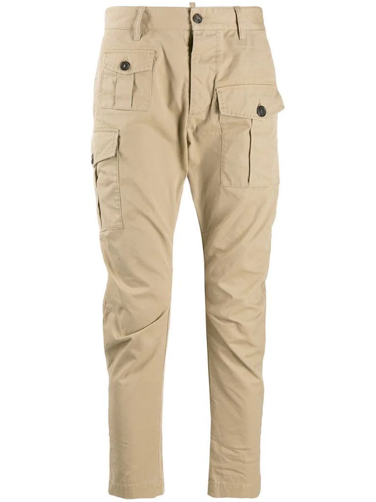 asymmetric flap pockets trousers