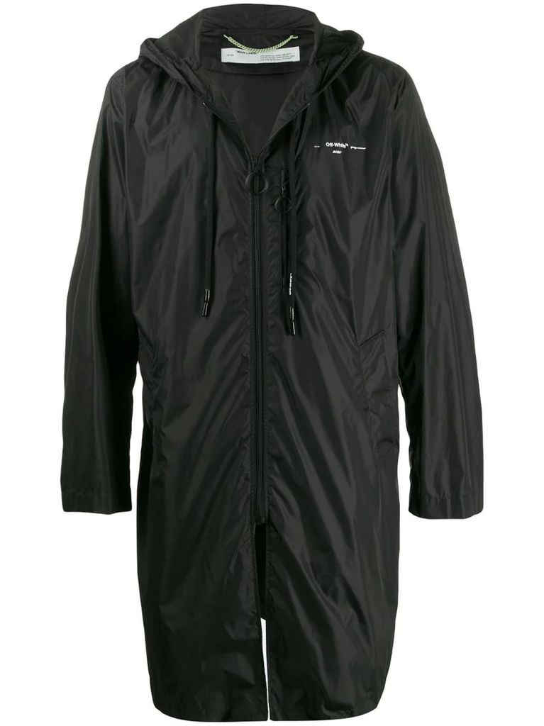 mid-length zipped raincoat