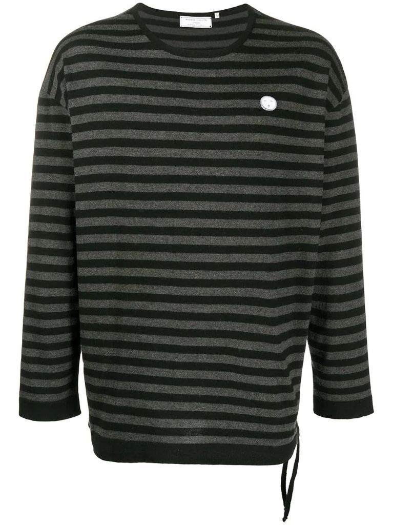crew neck striped print sweater