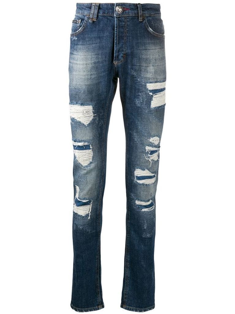 ripped slim-fit jeans