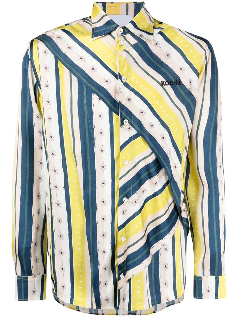 striped floral-print shirt