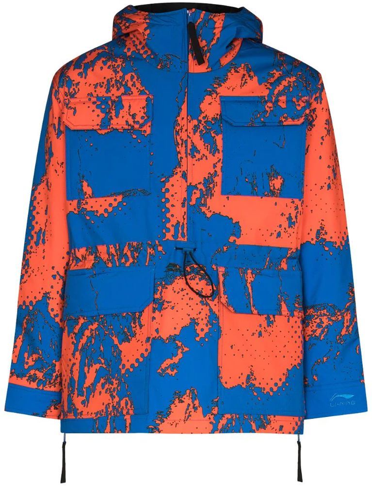 abstract-print padded jacket