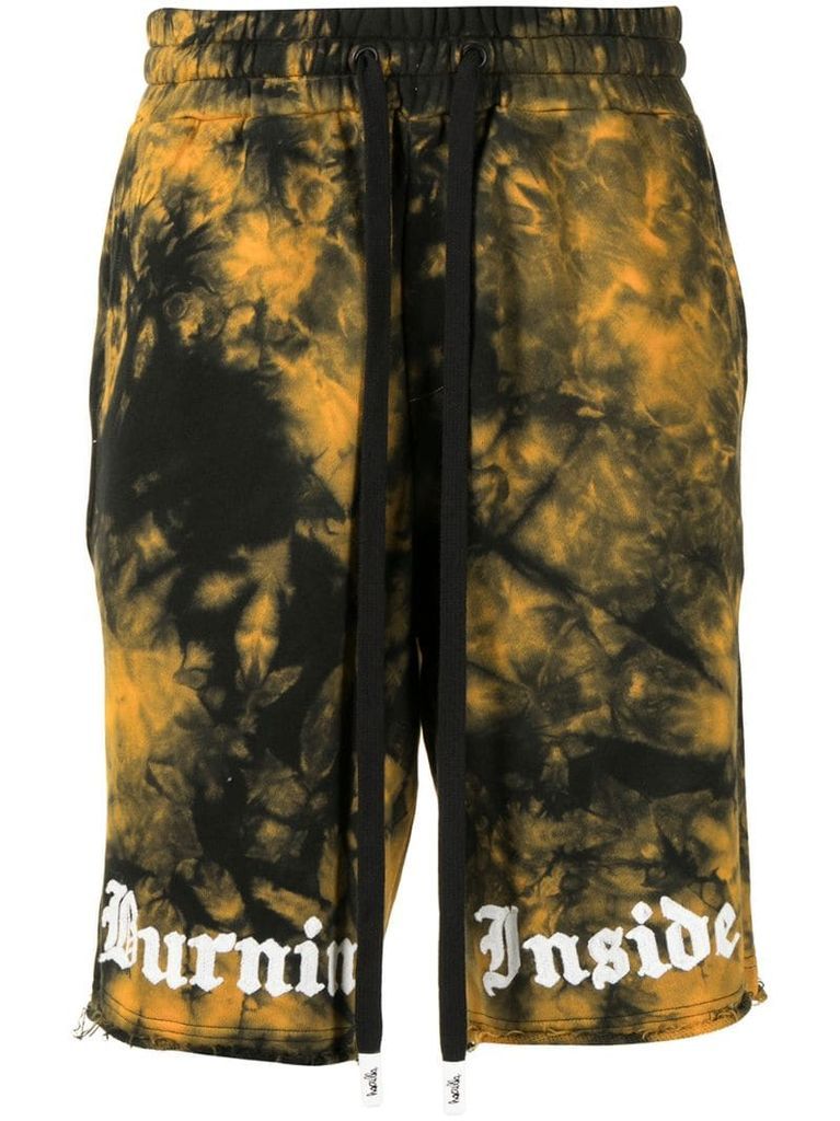 tie dye shorts with embroidered logo