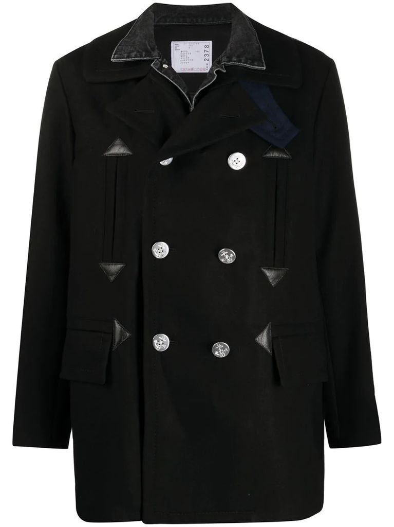 double-breasted panelled coat