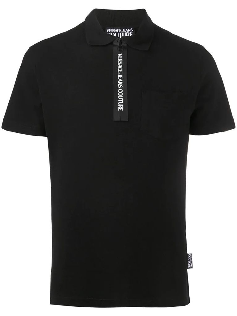 logo-zip polo shirt