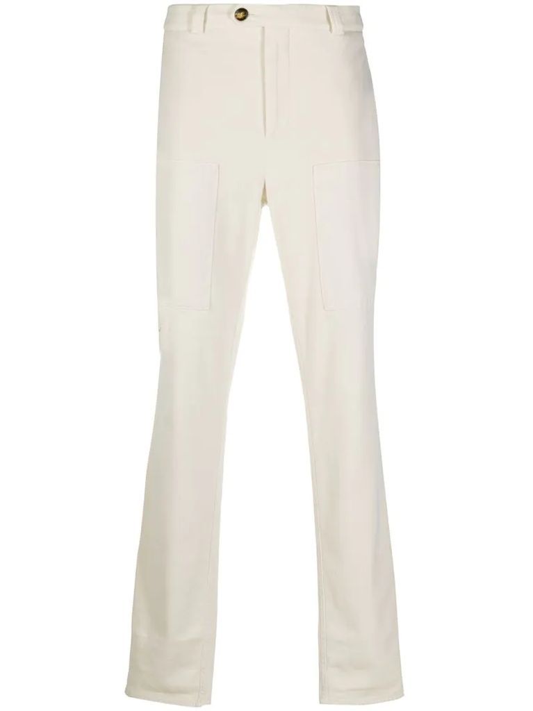 patchwork straight leg trousers