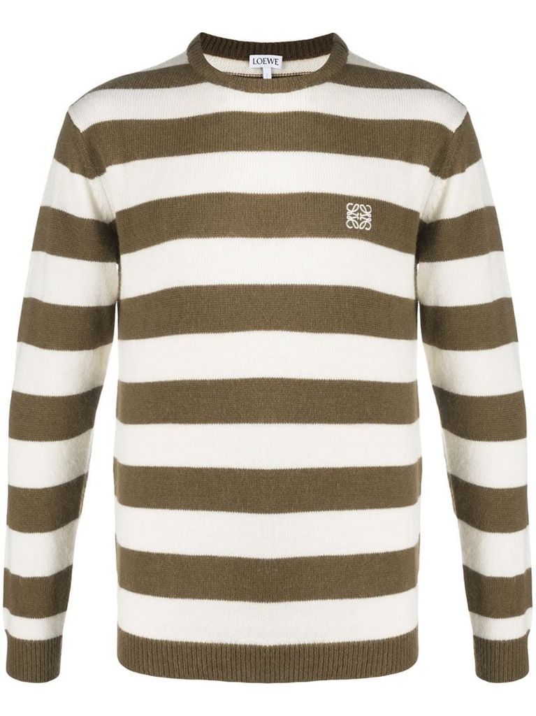 striped logo-embroidered jumper