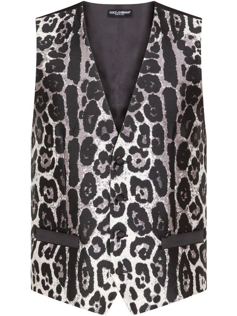 leopard-print waistcoat