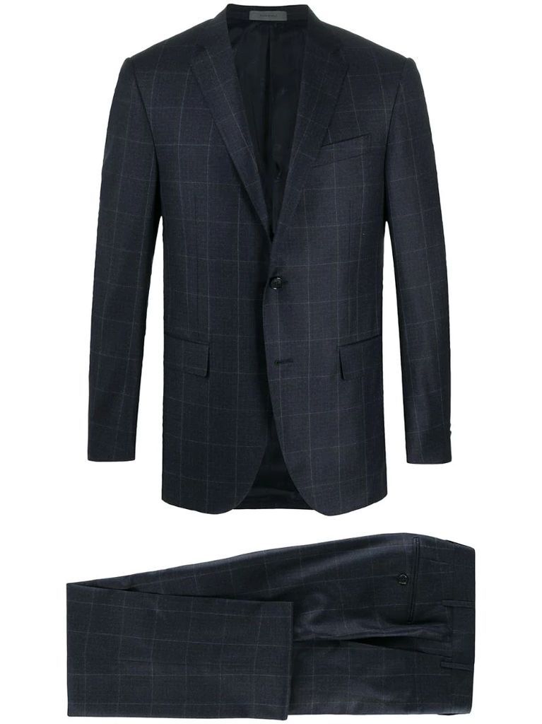 check-patterned suit