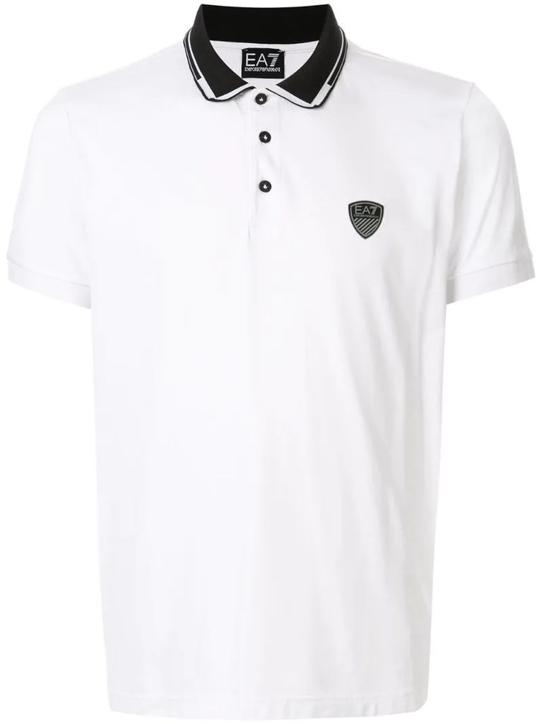 back logo colour block polo shirt