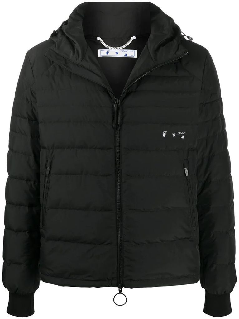 logo print zipped puffer jacket