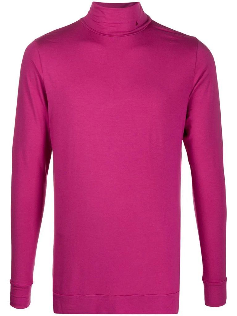 pink roll-neck jumper