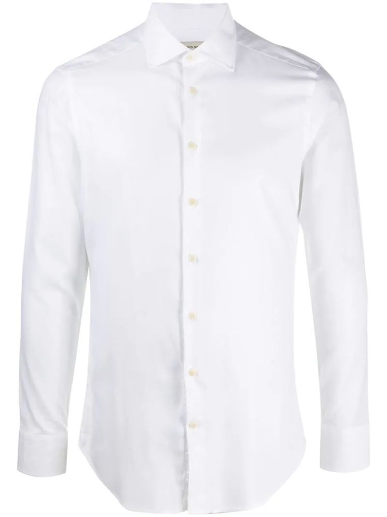 spread-collar long sleeved shirt